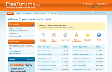 freeforums.org admin panel