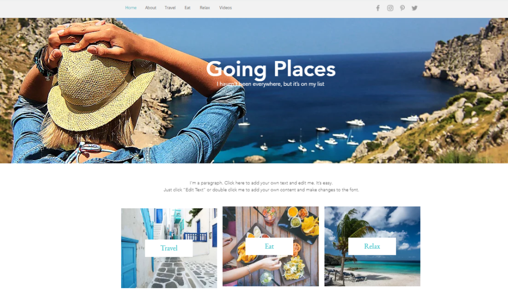 Sample Wix Travel Blog Template