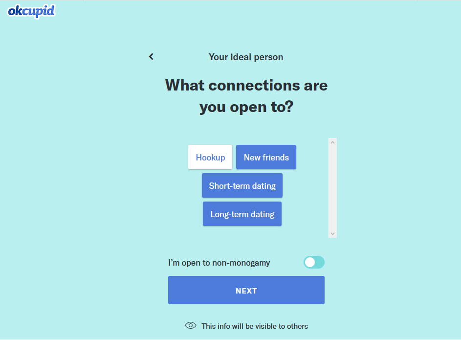 OKCupid intro questionnaire sample