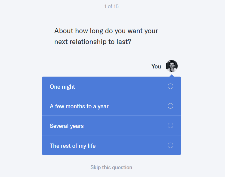 OKCupid relationship preference questionnaire